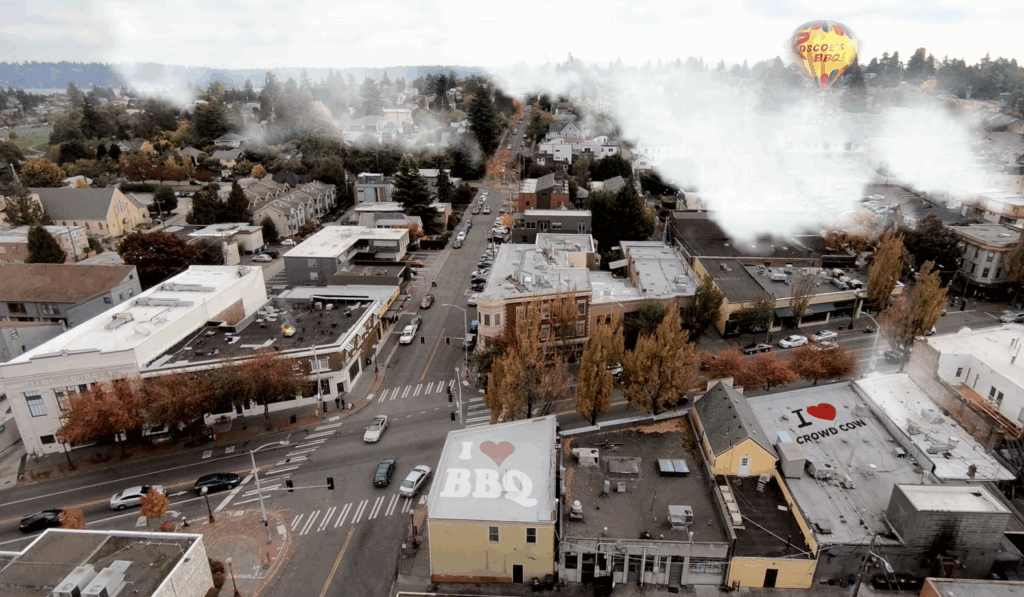 Drone shot from the Grillville campaign shoot for Crowd Cow